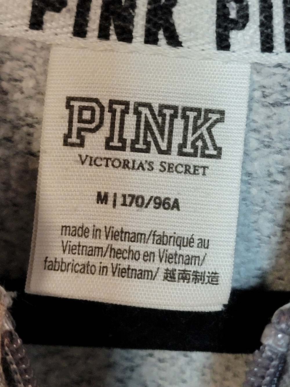 PINK Victoria's Secret Gray Zip-Up Hoodie with White Logo - Picture 6 of 10